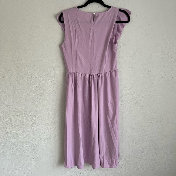 WOMAN Light Purple Ruffle- Accent Sleevless Midi Dress, Size M - Picture 5 of 6